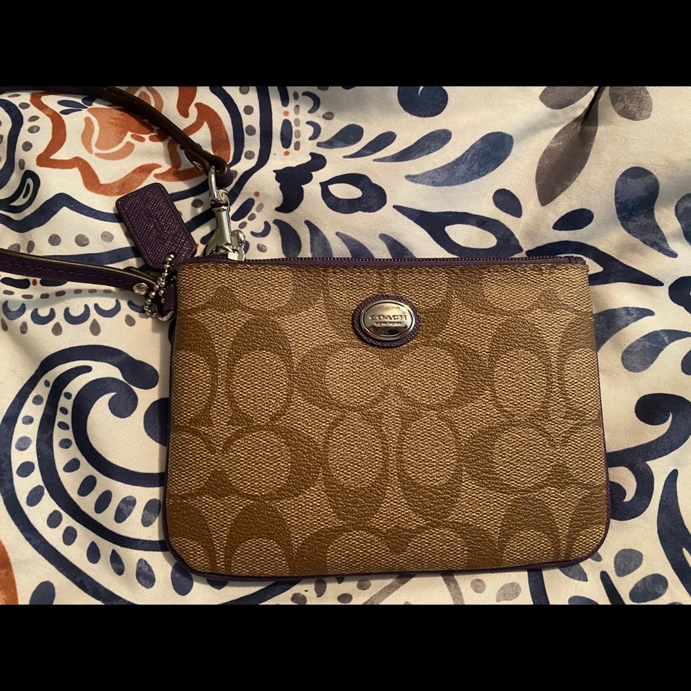 Coach brown monogram with purple